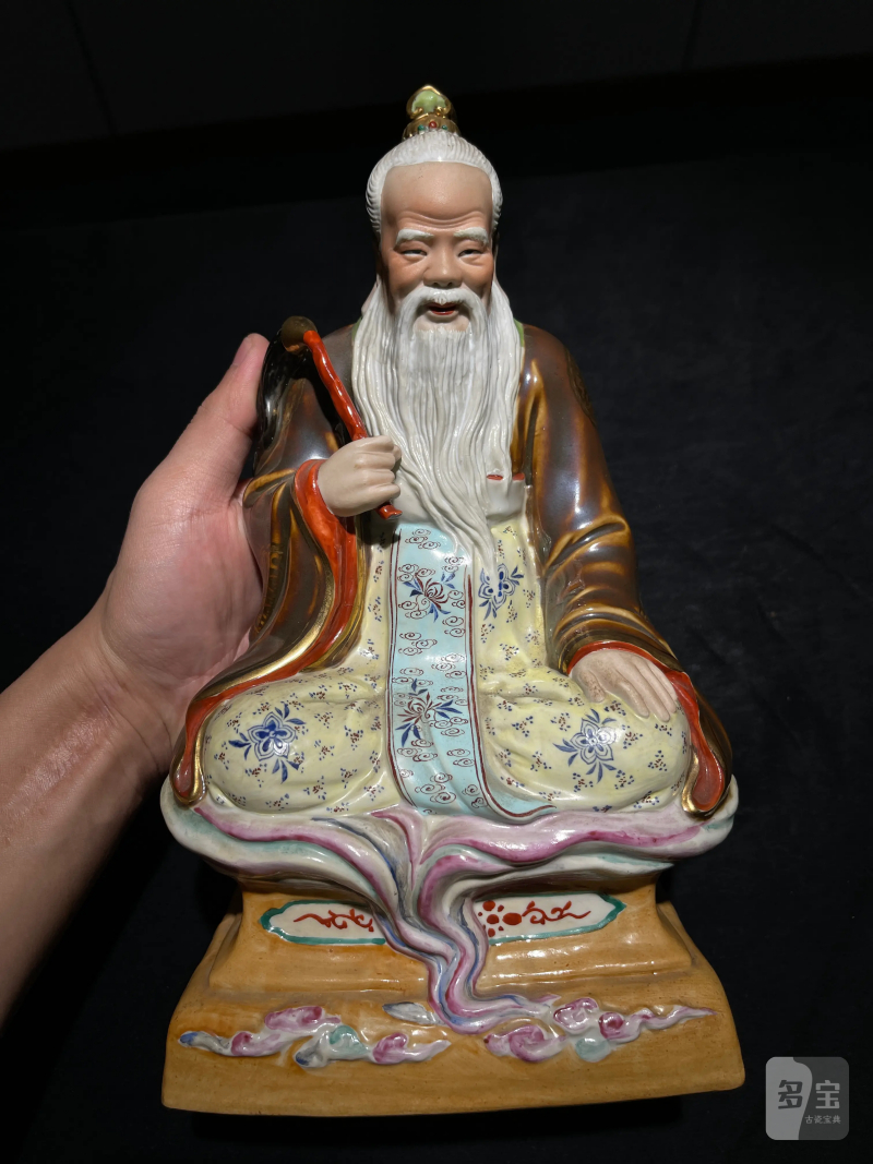 建国后 粉彩太上老君瓷塑 - 图2